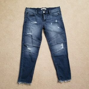 NWOT Distressed Moto Ankle Jeans